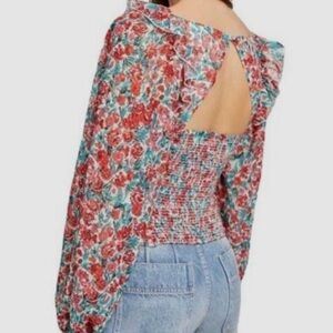 NWT XS Free People Floral Blouse